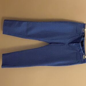 These Banana Republic pants are blue w/ a black and white square pattern